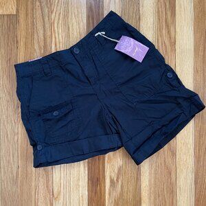 Women’s Black Cargo Shorts Size 6 BCC Jeans NWT Roll Tab Hem